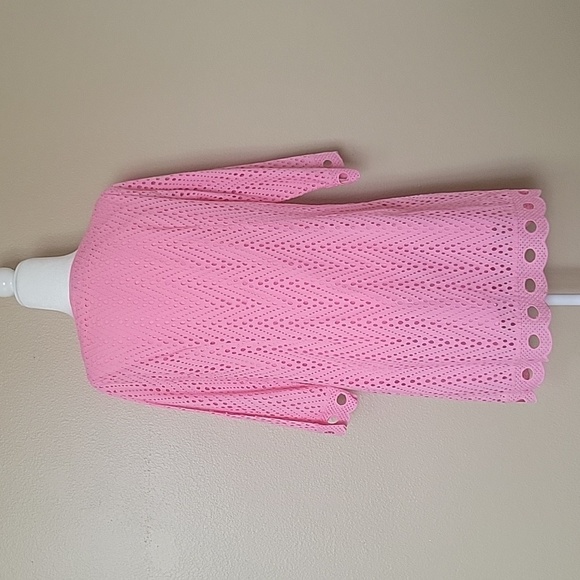 Crown & Ivy Pink Eyelet Mini Shift Dress - Size 10 - Picture 4 of 6